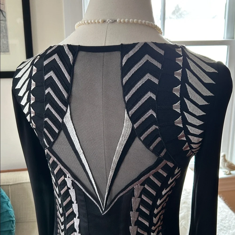 Karen Millen Illusion Neckline & Back Tribal Embroidery Dress - Picture 5 of 11